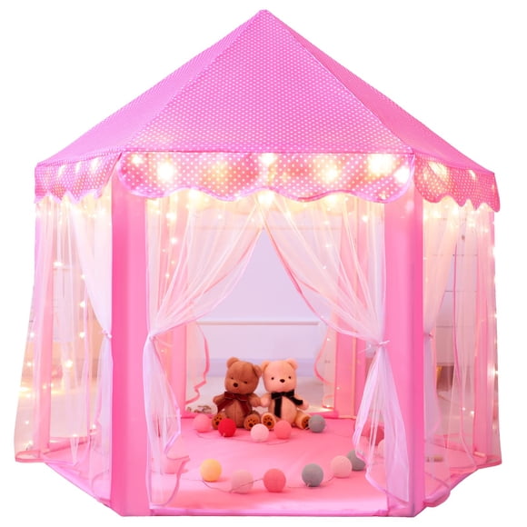 Tienda de campaña Sumbababy Princess Castle para niñas con guirnaldas de luces