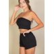 thumbnail image 5 of Conjunto De 2 Piezas De Top Y Shorts Sin Tirantes De Algodón Elástico De Color Liso Color Negro (para Mujer), 5 of 5