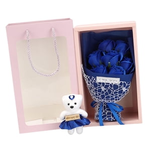 Bothyi - Ramo De Flores De Jabón Jabón Artificial Rosa Para Aniversario Día De San Valentín Bar Azul