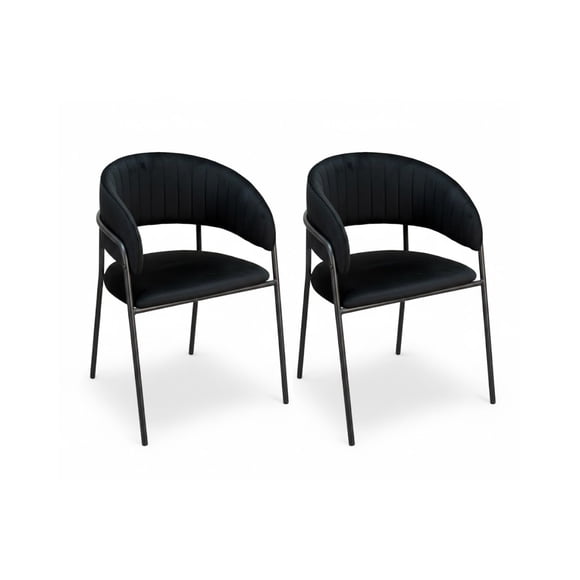 Set 2 Sitiales Terciopelo Patas Negras Negro