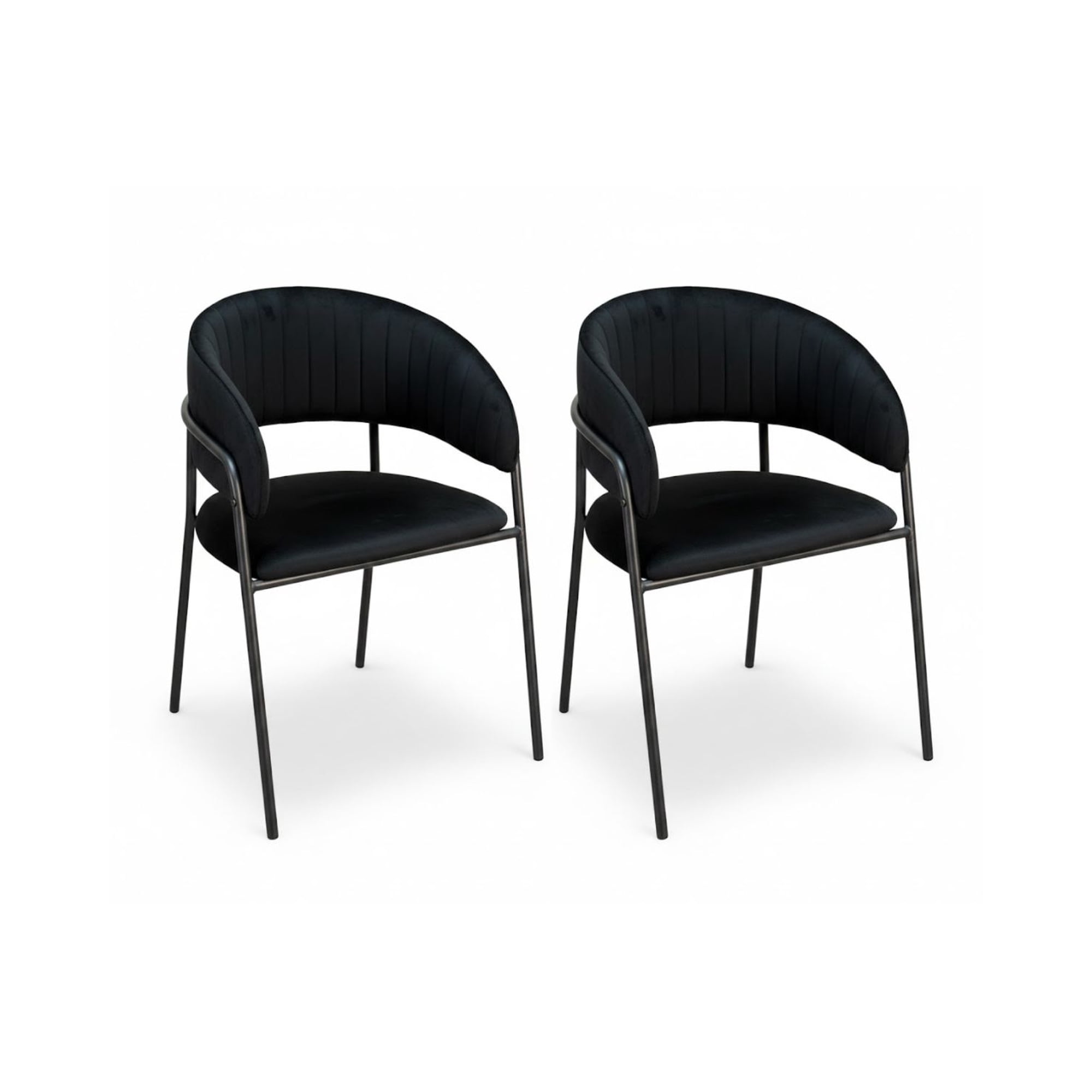 Habita2 Chile - Set 2 Sitiales Terciopelo Patas Negras Negro