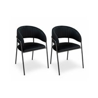 Habita2 Chile - Set 2 Sitiales Terciopelo Patas Negras- Negro