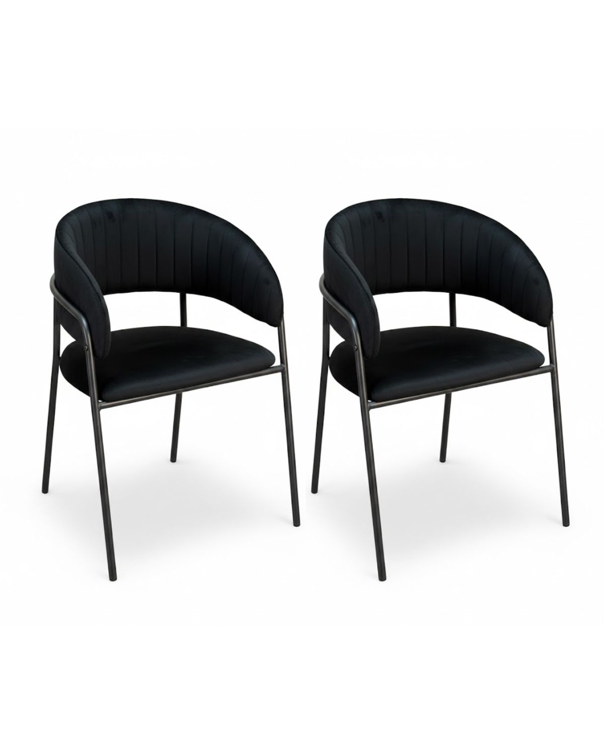 Habita2 Chile - Set 2 Sitiales Terciopelo Patas Negras- Negro