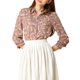 thumbnail image 2 of INSPIRE CHIC Camisa de Mujer con Botones, Estampado Floral Pequeño, Manga Larga, Cuello en Punta, Blusa de Oficina XS Rosa, 2 of 8