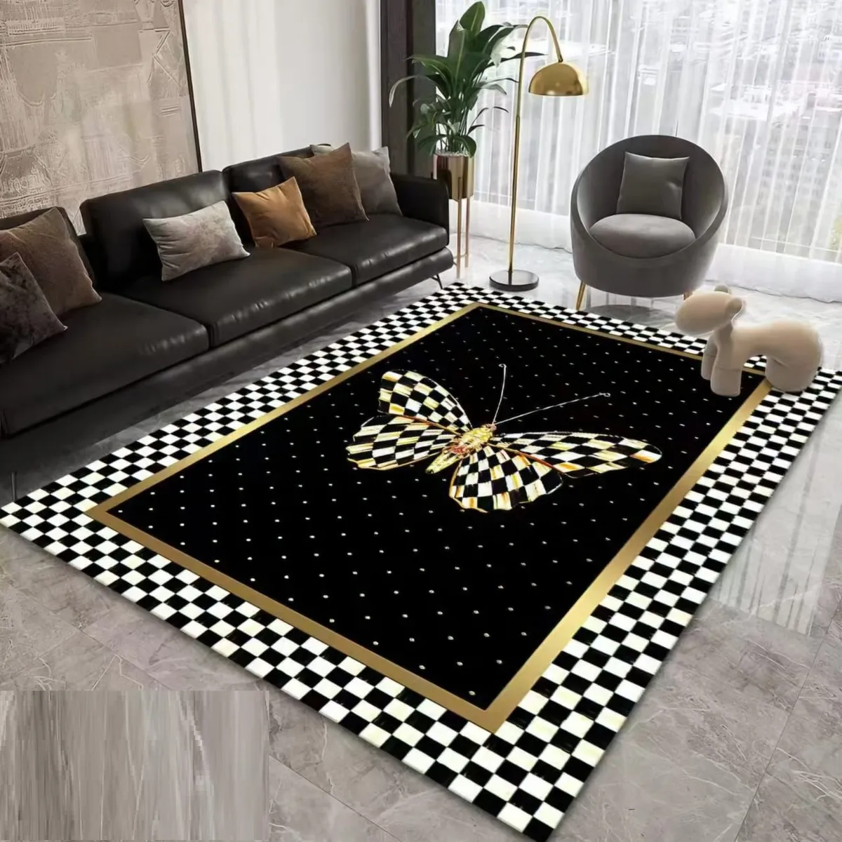 Casadeliacl - Alfombra 180X200 Moderna Elegante Decorativa Tf Mariposa / 1.8 M / Dorado