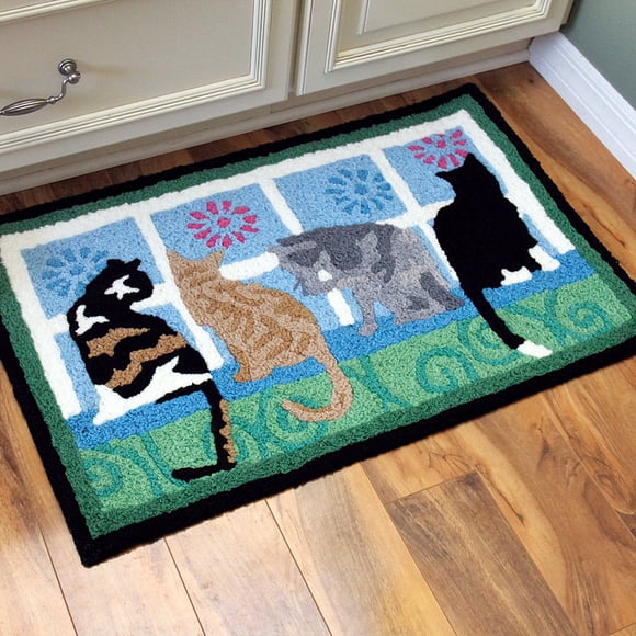 Alfombra Jellybean Smithsonian con forma de gatitos en la ventana, 53 x 84 cm