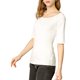 thumbnail image 4 of INSPIRE CHIC Camisetas de Mujer para Regreso a Clases con Cuello de Barco, Mangas Medias, Ajustadas, Suaves, Talla XL, Beige, 4 of 8