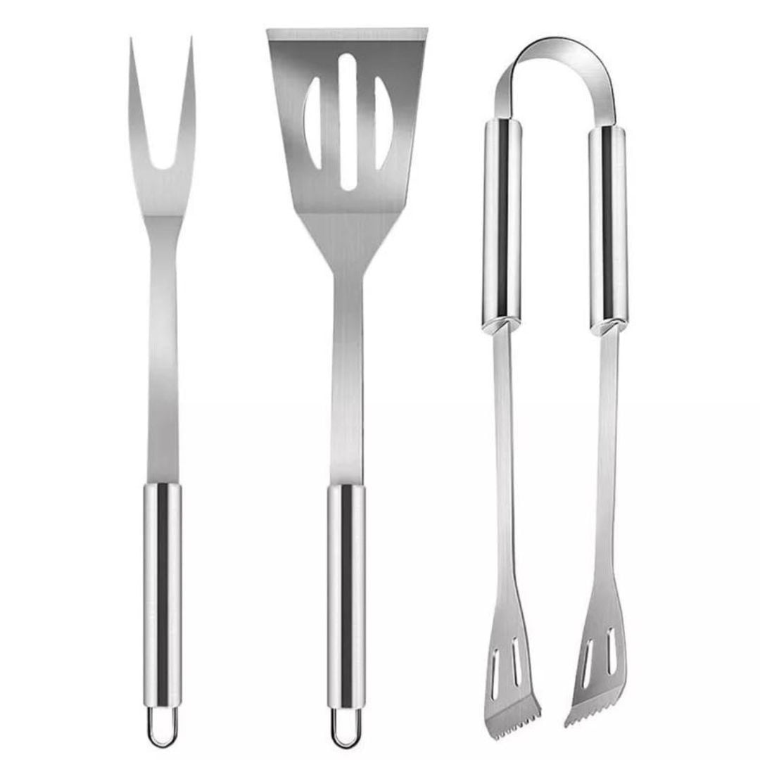 Line - Set Parrillero 3 Piezas Bbq Asado Acero Inoxidable