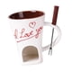 thumbnail image 4 of Taza Para Fondue De Chocolate Con Tenedor, Taza Personal Para Derretir Queso Para Fiestas Y Acampadas, Color Blanco, 4 of 5
