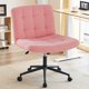 thumbnail image 1 of Silla giratoria Furnimart rosa de peluche sintético con asiento ajustable, 1 of 9