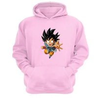 Genérico - Polerón Canguro Goku Rosa Talla L Unisex