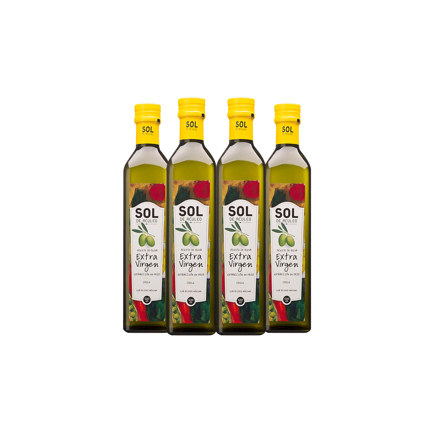 Aceite De Oliva Extra Virgen Sol De Aculeo Blend 4 X 500 Ml