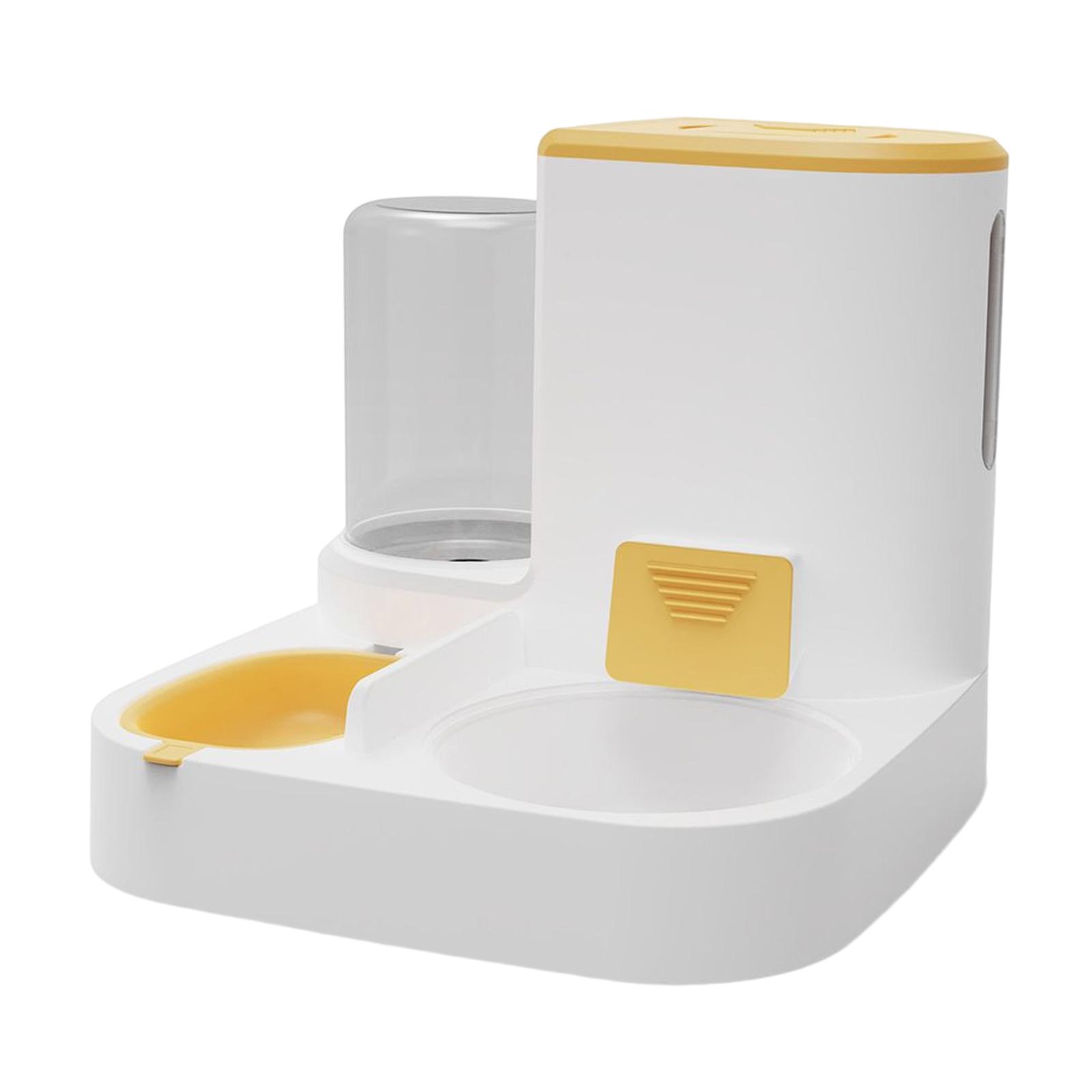 Magideal - Dispensador De Agua Y Comida Para Gatos, Estación De Alimentación, Alimentador Automático Para Gatos Y Dispensador De Agua Para Perros, Suministros De Amarillo Sin Cuenco