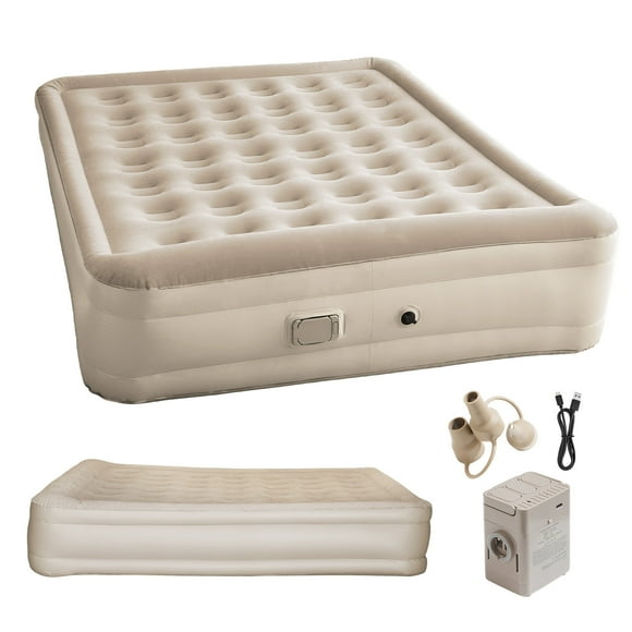 Colchón Inflable Eléctrico 2 Plazas Queen Bomba Recargable