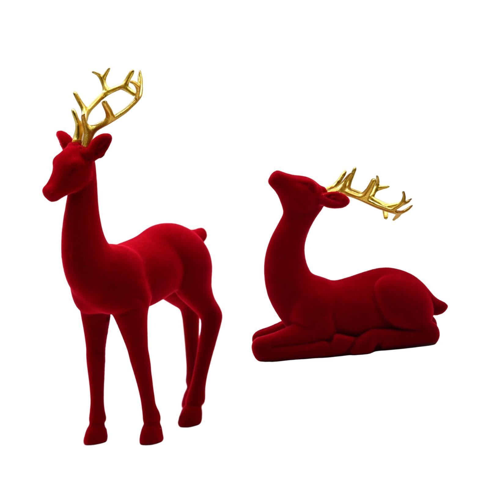 Bothyi - Figuras De Reno De Resina, Adornos Rústicos Modernos Para Sala De Estar, Interior Y Hogar, Color Rojo