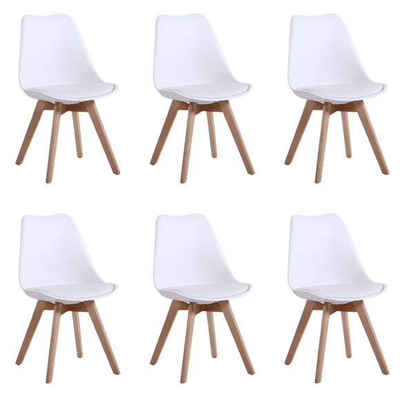 Pack 6 Sillas De Comedor Tulip Acolchada Blanco