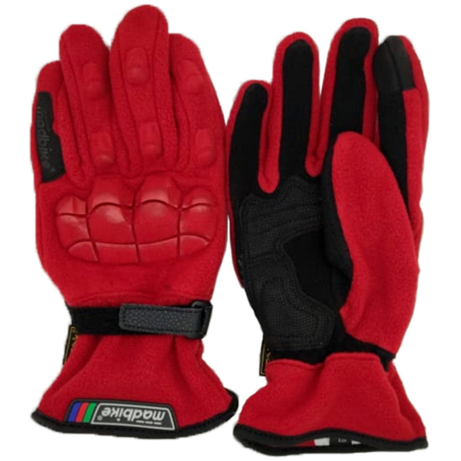 Madbike - Guantes Para Moto De Polar Con Protección Nudillos Rojo - Ps