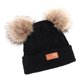 thumbnail image 4 of Ni?as, Ni?as Pom Poms, Sombrero, Grueso, Cálido, Invierno, Algodón Suave, Gabadras De Punto Negro, 4 of 5
