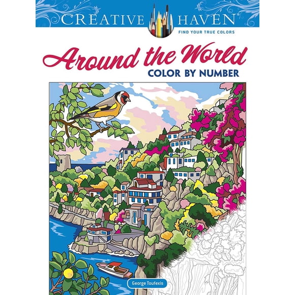 Creative Haven Colorea por Números: Alrededor del Mundo (Libros para Colorear para Adultos: Mundo y Viajes)