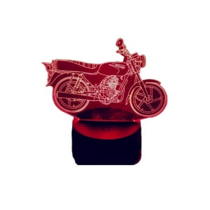 Lelumania - Lampara Ilusion 3D Moto Clásica De 7 Colores, Base Touch