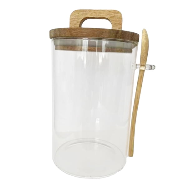 Contenedor de almacenamiento de granos de café, recipiente de azúcar y cuchara, recipiente de vidrio para almacenamiento de alimentos, recipiente para 1000ml