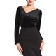 thumbnail image 1 of INSPIRE CHIC Blusa de Fiesta Ajustada para Mujer con Cuello Asimétrico Fruncido de Manga Larga de Terciopelo M Negro, 1 of 5