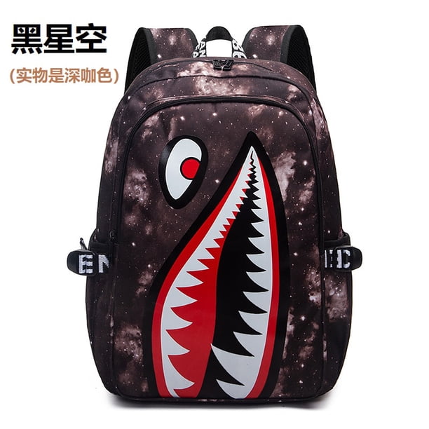 Cool shark mouth prints bagpack boy camouflage college bags unisex schoolbags waterproof backpacks student large capacity bags