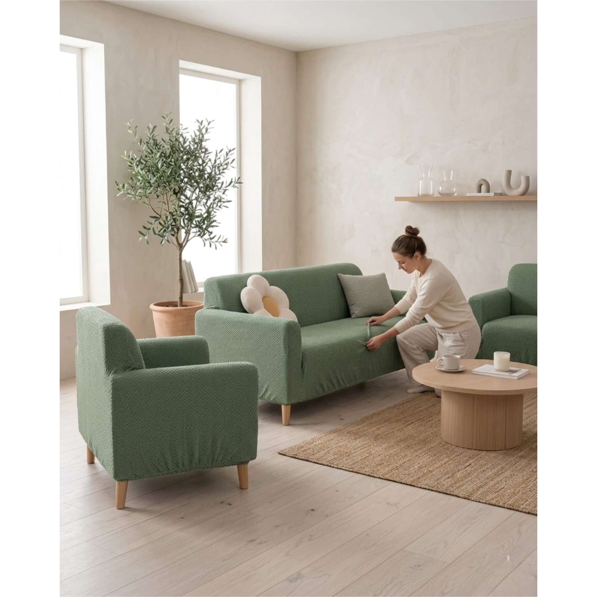 Myl Todo Hogar - Juego De Cubre Sillón 3+1+1 Texturizado Premium - Ajuste Perfecto