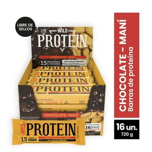 Wild Protein - Barra Proteína Chocolate Mani 45G 16 Unidades