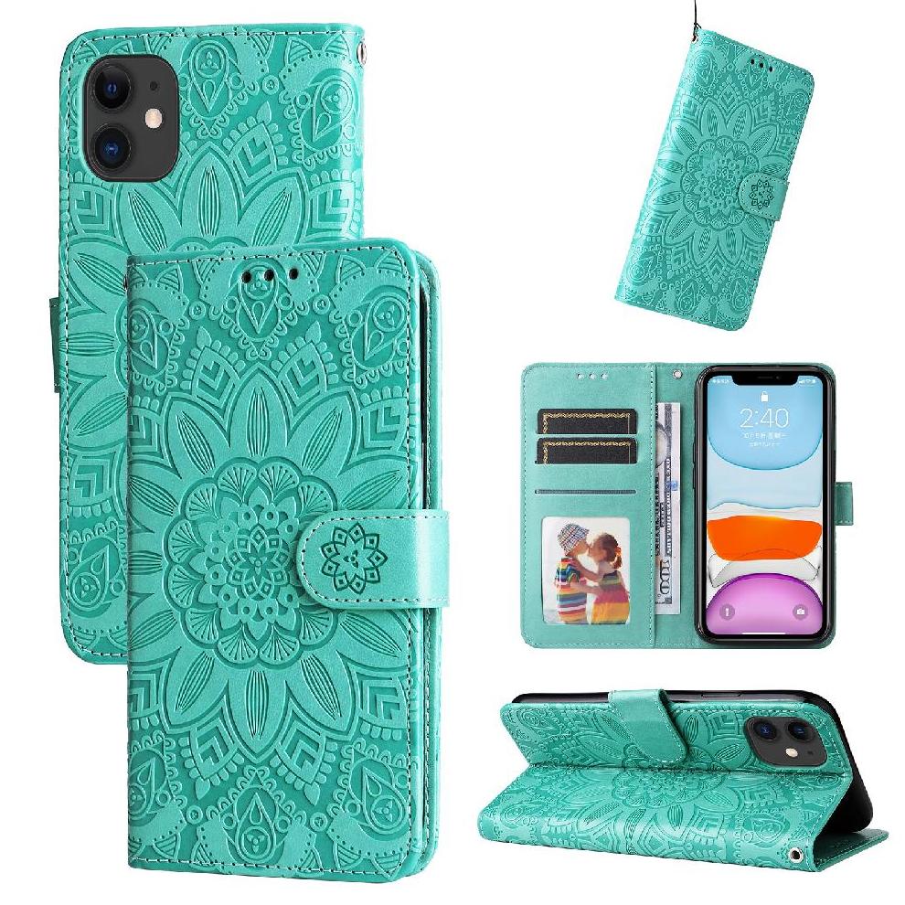 Funda Tipo Cartera Foxdock Para Iphone 11 Pro , Diseño Girasol En Relieve, Cuero Pu, Cierre Magnético, Soporte Y Tarjetero
