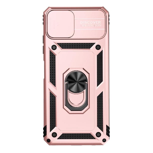 Funda Resistente Anillo Soporte Samsung Galaxy A22 5G Privacidad Cámara Montaje Magnético Oro rosa