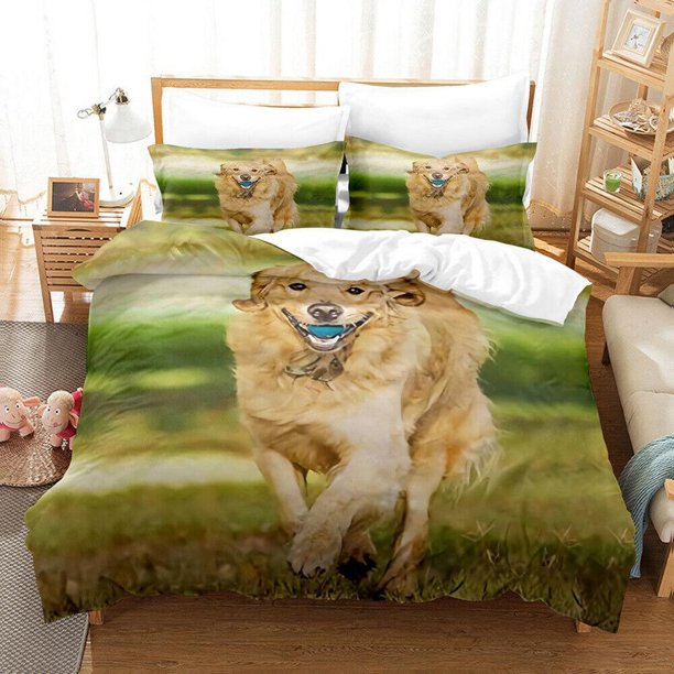 Puppy Lovers Siberian Husky Dogs Quilt Duvet Cover Set Kids Soft 3-Piece Bedding Set