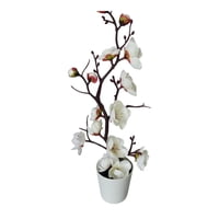 Magideal - Rama Artificial, Flor En Maceta, Maceta De Bonsái Artificial, Centro De Mesa, Moderno, Bonsái De Flores Secas Realista Para La Decoración Navideña Del Blanco
