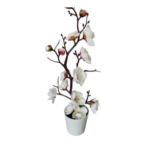 Magideal - Rama Artificial, Flor En Maceta, Maceta De Bonsái Artificial, Centro De Mesa, Moderno, Bonsái De Flores Secas Realista Para La Decoración Navideña Del Blanco