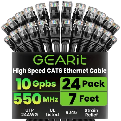Cable Ethernet Gearit Cat6 Paquete De 24 Unidades 2.1 M 10 Gbps Rj45