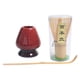 thumbnail image 2 of Juego de Batidor de Té Matcha, Batidor de Bambú + Cucharón de Bambú + Soporte de Cerámica para Batidor, Rojo, 2 of 3