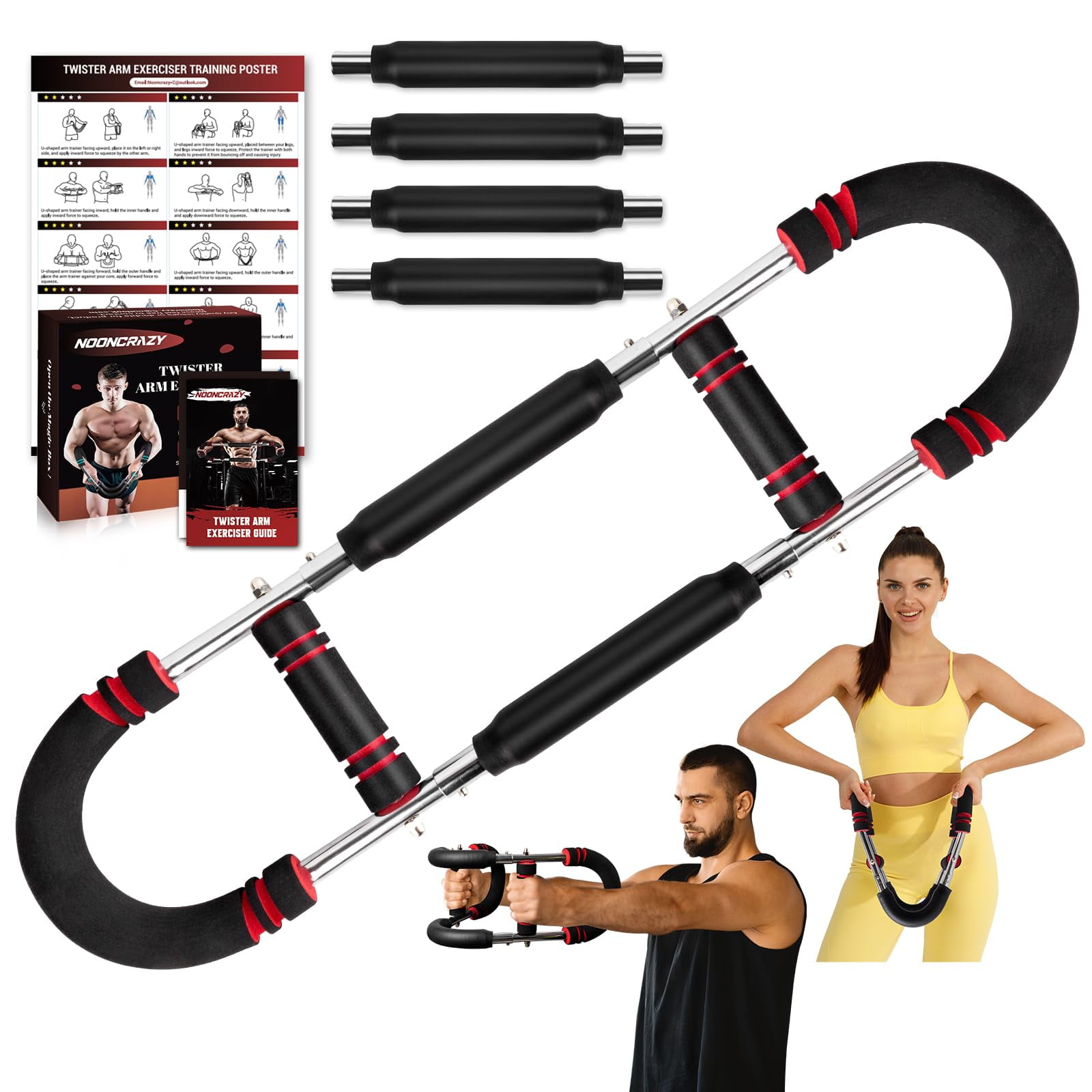 Entrenador De Brazos Nooncrazy Twister Ajustable Con 4 Muelles De 30 A 120 Libras