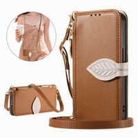 Funda Tipo Cartera Foxdock Para Samsung Galaxy S26 Edge Con Ranuras Para Tarjetas, Soporte Y Cremallera - Pulsera Larga Marrón