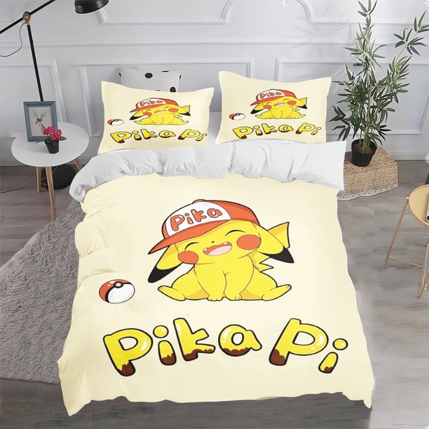 PokéMon Duvet Cover Cute Printed Cartoon Quilt Bedding Set 100% Polyester 3-Piece Suitable For Children And Adults
