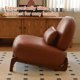 thumbnail image 2 of Silla de acento linda con patas de madera maciza, silla de salón de cuero falso con cojín suave, 2 of 5