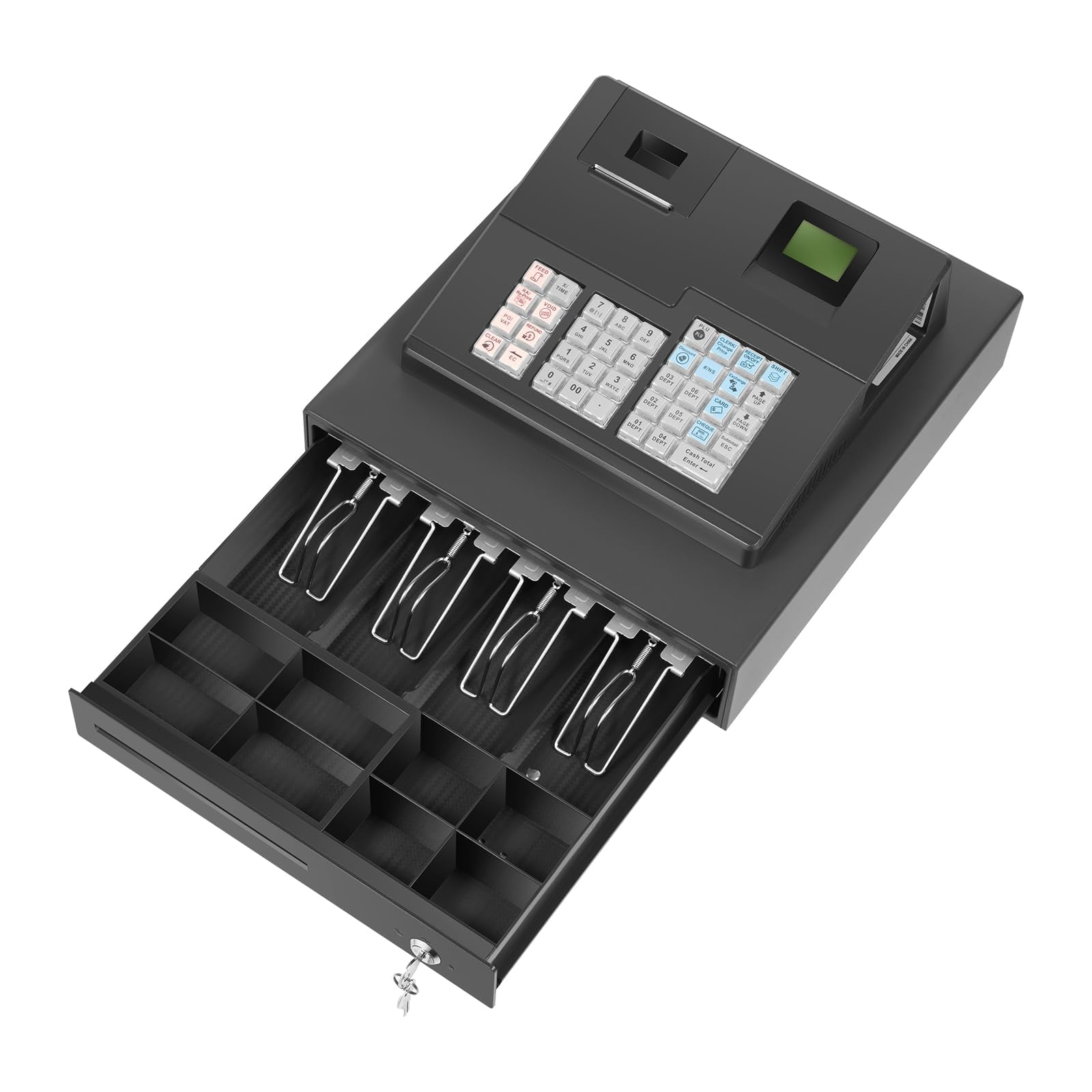 Mouhtfao - Caja Registradora 39 Llaves Pantalla Led Impresora