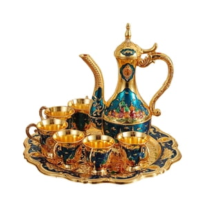 Bothyi - Juego De Té Turco De Diseño Retro, Tetera De Lujo Para Comedor, Sala De Estar, Fiesta, Azul