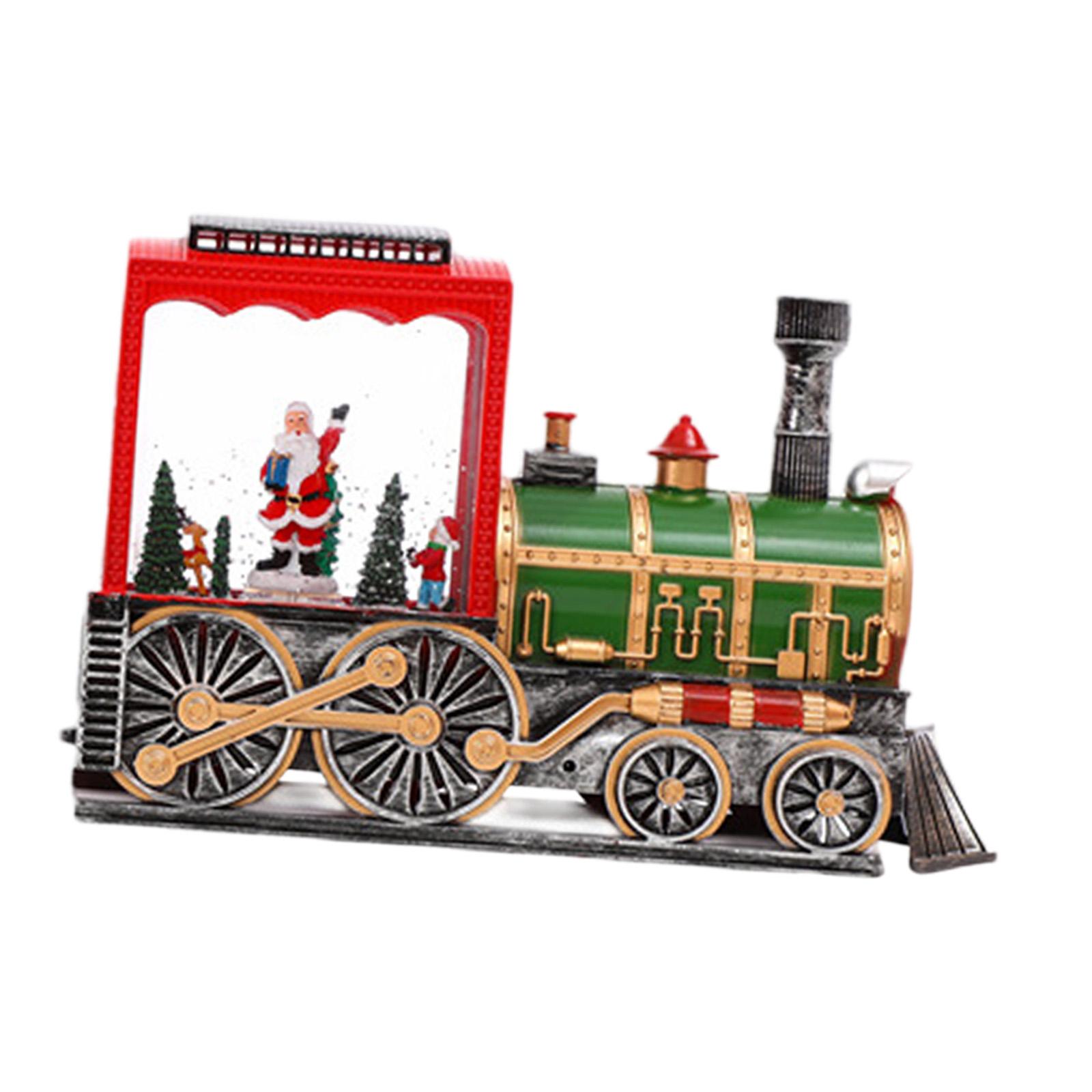 Magideal - Tren De Navidad Iluminado Musical, Farol De Globo De Nieve, Caja De Música, Regalo De Nieve, Estatua De Locomotora Para Fiesta, Estante De Escritorio, Papá Noel Giratorio