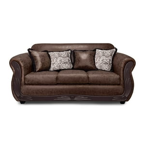 América Decora - Sofá Con Resorte Estructural 3 Personas San Luis Envejecido Grande Café Oscuro