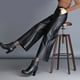 thumbnail image 5 of Pantalones de cuero para mujer, cintura alta, corte ancho, holgados, de PU, estilo coreano, talla grande, para otoño e invierno, 5 of 5