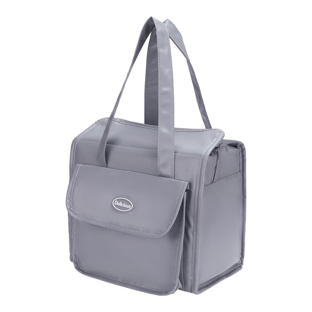 Bolsa de Almuerzo Aislada REGALWOVEN para Oficina, Viajes y Picnic - Duradera y Estilosa Gris 10.2*7.9*11.0in