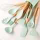 thumbnail image 1 of 12pcs, Silicone Utensil Set, Khaki Kitchen Utensil Set With Wooden Handle, Safety Cooking Utensils Set, Non-Stick Kitchen Tools Set, Washable Modern Cookware, Kitchen Stuff, Kitchen Gadgets, 1 of 5