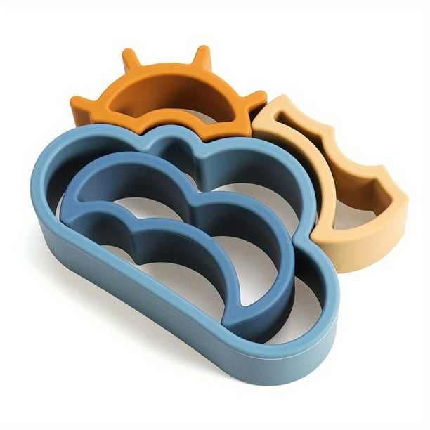 Silicone Building Blocks Baby Soft Rubber Clouds Stacked Blocks Silicone Intellectual Development Food Grade Silicone Stacking Children Infants Building Creative Color Shape Matching Toy Set