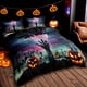 thumbnail image 1 of 3pcs Halloween Theme Duvet Cover Set, Horror Pumpkin Tombstone Hand Print Bedding Set, Soft Comfortable Duvet Cover, For Bedroom, Guest Room (1*Duvet Cover + 2*Pillowcase, Without Core), 1 of 2