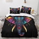 thumbnail image 2 of Juego de ropa de cama de 3 piezas con funda nórdica de elefante colorido, estampado 3D de animales salvajes, de microfibra con cierre de cremallera oculto y fundas de almohada., 2 of 3